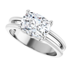 10K White Gold 8.5x6.5 mm Elongated Cushion Ring Mounting – image 8