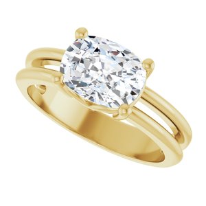 10K Yellow Gold 8.5x6.5 mm Elongated Cushion Ring Mounting – image 8