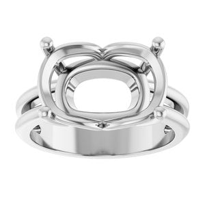 10K White Gold 14x10 mm Elongated Cushion Ring Mounting – image 6