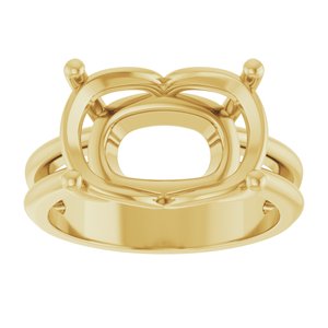 14K Yellow Gold 14x10 mm Elongated Cushion Ring Mounting – image 6