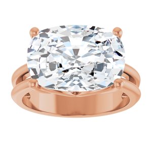 14K Rose Gold 14x10 mm Elongated Cushion Ring Mounting – image 5