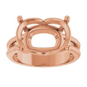 10K Rose Gold 14x10 mm Elongated Cushion Ring Mounting – image 6