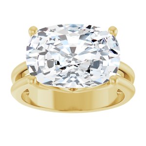 14K Yellow Gold 14x10 mm Elongated Cushion Ring Mounting – image 5