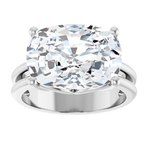 18K White Gold 14x10 mm Elongated Cushion Ring Mounting – image 5
