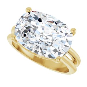 10K Yellow Gold 14x10 mm Elongated Cushion Ring Mounting – image 8