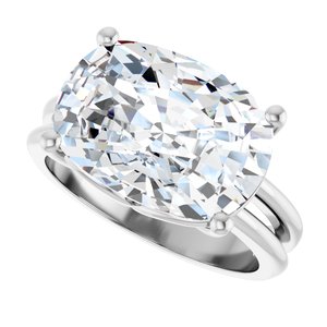 14K White Gold 14x10 mm Elongated Cushion Ring Mounting – image 8