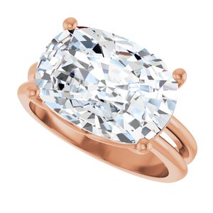 14K Rose Gold 14x10 mm Elongated Cushion Ring Mounting – image 8