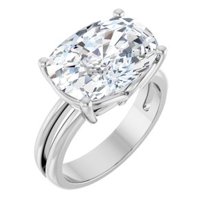 10K White Gold 14x10 mm Elongated Cushion Ring Mounting