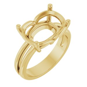 10K Yellow Gold 14x10 mm Elongated Cushion Ring Mounting – image 2
