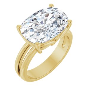 18K Yellow Gold 14x10 mm Elongated Cushion Ring Mounting