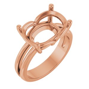 14K Rose Gold 14x10 mm Elongated Cushion Ring Mounting – image 2