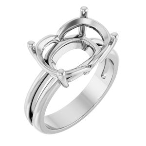 10K White Gold 14x10 mm Elongated Cushion Ring Mounting – image 2