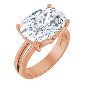 10K Rose Gold 14x10 mm Elongated Cushion Ring Mounting