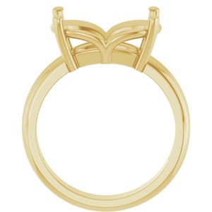 18K Yellow Gold 14x10 mm Elongated Cushion Ring Mounting – image 4