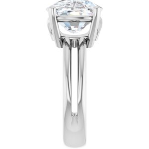 10K White Gold 14x10 mm Elongated Cushion Ring Mounting – image 7