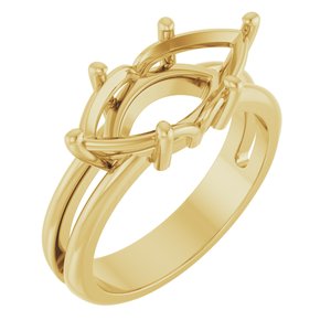 14K Yellow Gold 15x7 mm Marquise Ring Mounting – image 2
