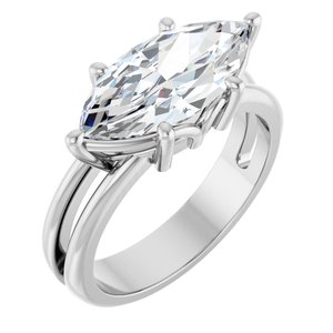 14K X1 White Gold 15x7 mm Marquise Ring Mounting