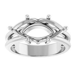 10K White Gold 15x7 mm Marquise Ring Mounting – image 6
