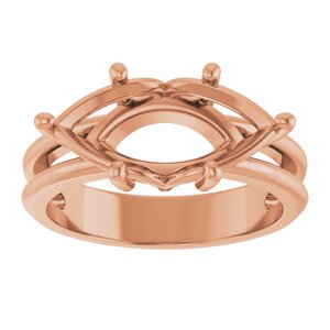 18K Rose Gold 15x7 mm Marquise Ring Mounting – image 6