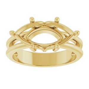 14K Yellow Gold 15x7 mm Marquise Ring Mounting – image 6