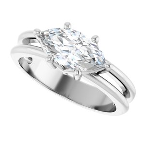 10K White Gold 10.5x5.5 mm Marquise Ring Mounting – image 8