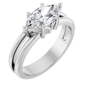 14K X1 White Gold 10.5x5.5 mm Marquise Ring Mounting