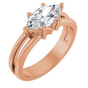 10K Rose Gold 10.5x5.5 mm Marquise Ring Mounting
