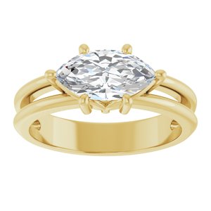 14K Yellow Gold 10.5x5.5 mm Marquise Ring Mounting – image 5