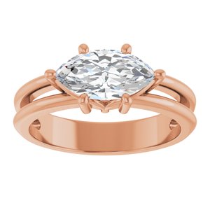 14K Rose Gold 10.5x5.5 mm Marquise Ring Mounting – image 5