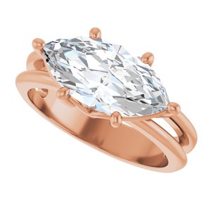 10K Rose Gold 14x7 mm Marquise Ring Mounting – image 8