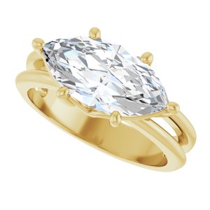 18K Yellow Gold 14x7 mm Marquise Ring Mounting – image 8