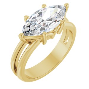10K Yellow Gold 14x7 mm Marquise Ring Mounting