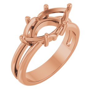 10K Rose Gold 14x7 mm Marquise Ring Mounting – image 2