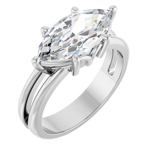 18K White Gold 14x7 mm Marquise Ring Mounting