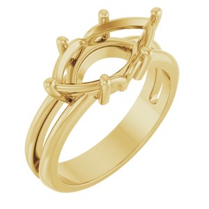 18K Yellow Gold 14x7 mm Marquise Ring Mounting – image 2