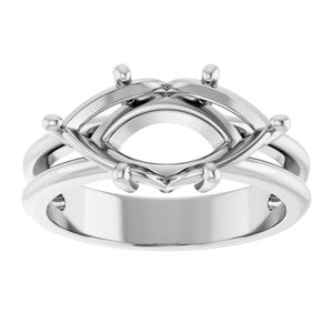 14K X1 White Gold 14x7 mm Marquise Ring Mounting – image 6