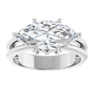 10K White Gold 14x7 mm Marquise Ring Mounting – image 5