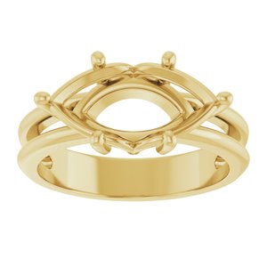 18K Yellow Gold 14x7 mm Marquise Ring Mounting – image 6