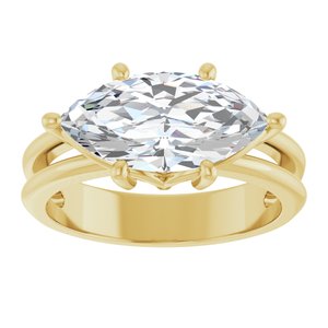 18K Yellow Gold 14x7 mm Marquise Ring Mounting – image 5