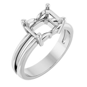 14K White Gold 8.5x6.5 mm Emerald Ring Mounting – image 2