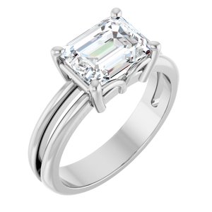 14K X1 White Gold 8.5x6.5 mm Emerald Ring Mounting