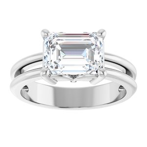 18K White Gold 8.5x6.5 mm Emerald Ring Mounting – image 5