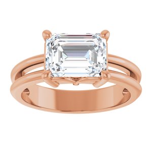18K Rose Gold 8.5x6.5 mm Emerald Ring Mounting – image 5