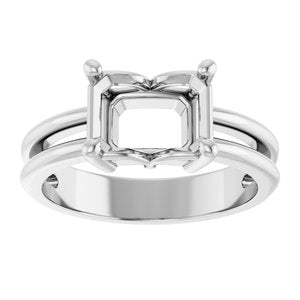 18K White Gold 8.5x6.5 mm Emerald Ring Mounting – image 6