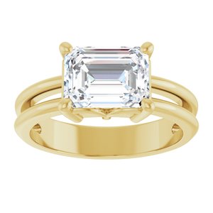 14K Yellow Gold 8.5x6.5 mm Emerald Ring Mounting – image 5