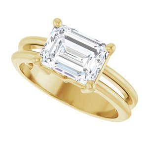 10K Yellow Gold 8.5x6.5 mm Emerald Ring Mounting – image 8