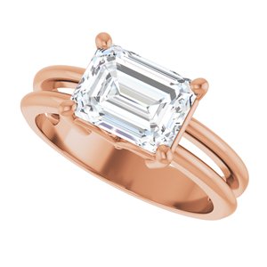 18K Rose Gold 8.5x6.5 mm Emerald Ring Mounting – image 8
