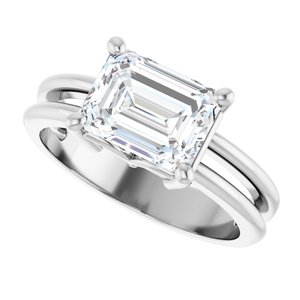 18K White Gold 8.5x6.5 mm Emerald Ring Mounting – image 8
