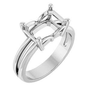 10K White Gold 10x7 mm Emerald Ring Mounting – image 2