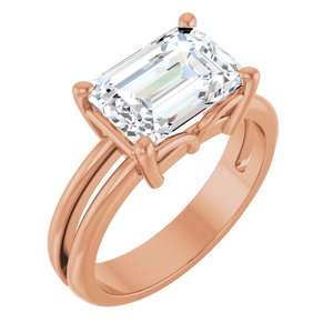 14K Rose Gold 10x7 mm Emerald Ring Mounting